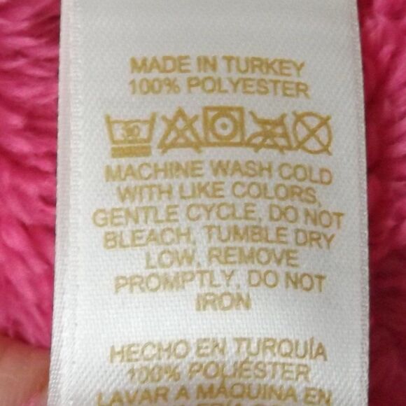 KATE SPADE Plush Robe, M, Bold Pink, Wrap Front, Sash Belt, Fuzzy, Washable - Picture 7 of 14